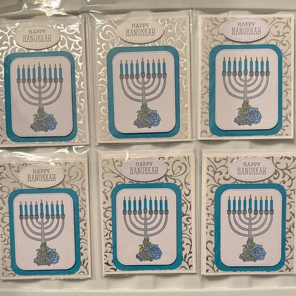 Charming Hanukkah Cards with Blue and Silver Menorah - Picture 2 of 3